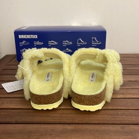 Birkenstock Arizona Big Buckle Shearling Sandals Yellow EU 40/US Women 9/UK 7 - Picture 7 of 12
